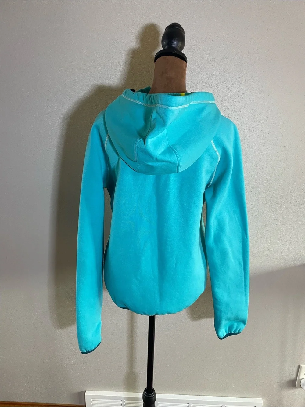 Nike Women’s Teal Zip-Up Hooded Jacket with Neon Yellow Trim